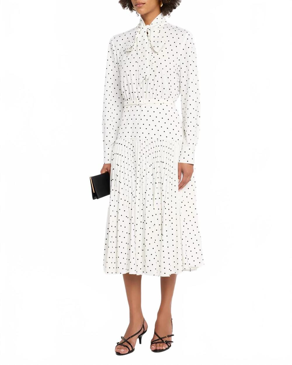 NEW MILLY women's kennedy polka dot midi dress in white